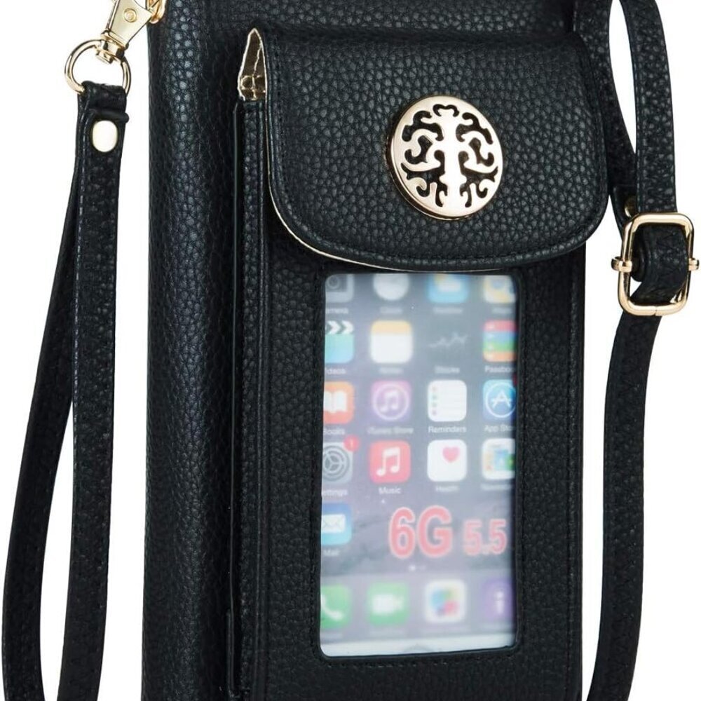 Small Crossbody Purse RFID Cell Phone Wallet Women Wristlet Black